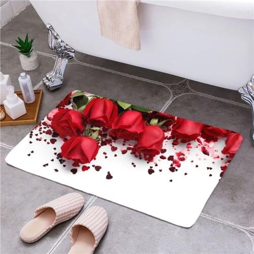New Luxury Rose 3D Printed Doormat Living Room Non-slip Carpet Absorbent Shower Bath Mat Bedroom Kitchen Rug Welcome Door Mats