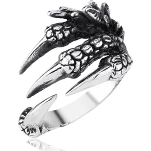 New Fashion Rock Punk Ring Stainless Steel Dragon Claws Personality iker Men Rings Vintage Gothic Jewelry