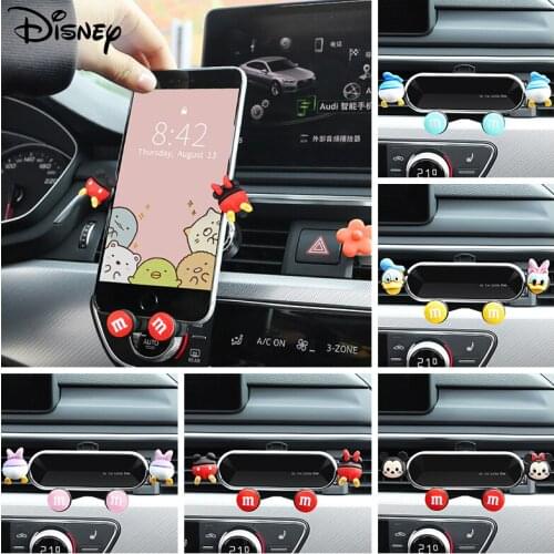 Disney Mickey Minnie New Cute Car Phone Holder Strip Car Air Outlet Mobile Phone Bracket Car Universal Navigation Gravity Holder