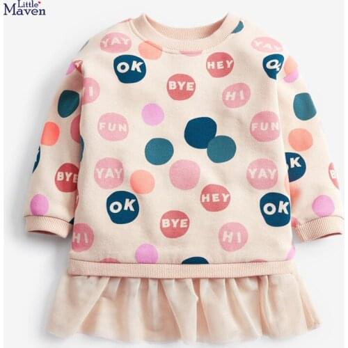 European And American Style Autumn Girls Cartoon Letter Printing Dress Mesh Roupa Infantil Menina Sukienki Dla Dziewczynek