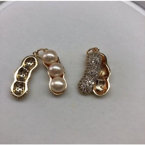3 PEARL Peanut Shape Pendant Mountings Accessories Findings Jewelry Settings Parts for Pearls Beads Stones, 10pcs/lot