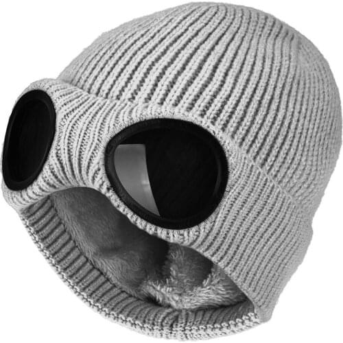 Travelling Outdoor Thickened Winter Knitted Hat Warm Beanie Skull Cap Stretchy Knit Slouchy Beanie with Removable Glasses cap
