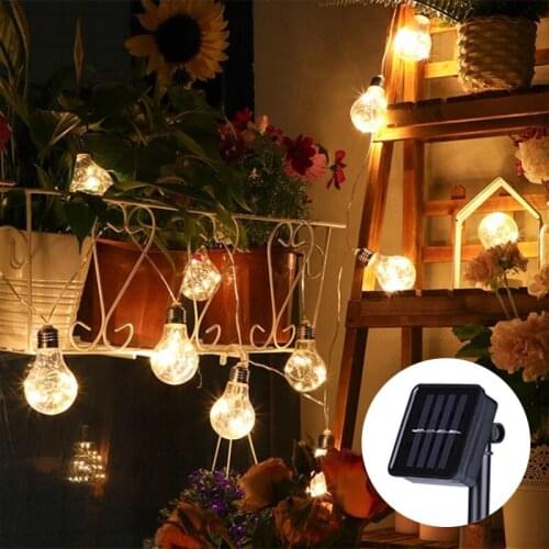 Solar Light LED String Lights Copper Wire7M20LED Fairy Light Bulb Outdoor Courtyard Garden Decoration Christmas Holiday Lighting