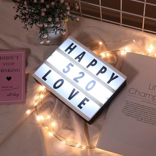 A4 Size LED Combination Night Light Box Lamp Table Desk Lamp DC 5V DIY Black Letters Cards USB/Battery Powered Message Board