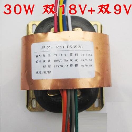 Type 30W R transformer power transformer/Output: 0-18V, 0-18V, 0-9V,0-9V