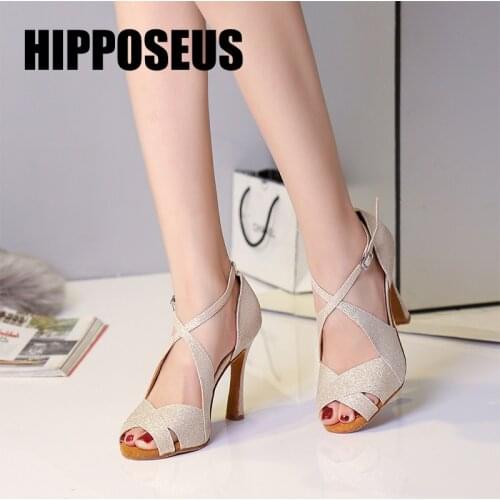 Latin Dance-Shoes Women Ballroom Dance Shoes Ladies Girls Modern Tango Practise Dancing Shoes Salsa Sandral 8.5/10CM High Heels