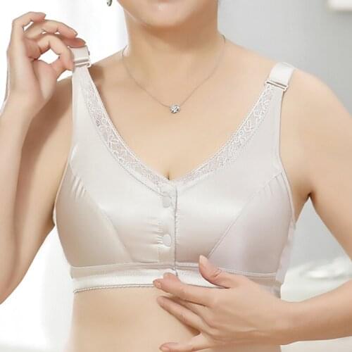 Women Comfortable Silk Bra Gift For Mom Fashion Soft Front Buckle Bralette Underwear Stretch Plus Size Female Vest Brassiere