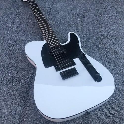 High-quality 6-string electric guitar, white paint, black accessories, rose fingerboard, customizable guitar