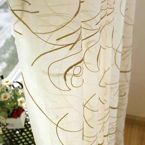 High level white floral embroidered curtain European and American style window screens for living room bedroom tulle