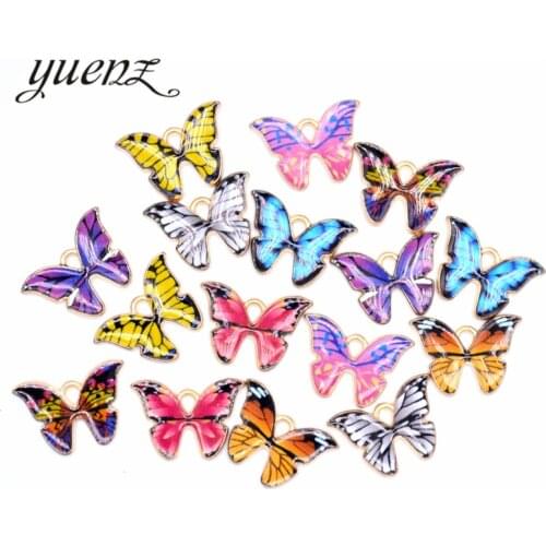 YuenZ 8pcs Colorful Butterfly Charms Pendant Enamel Metal Small Charms Necklace Bracelet DIY Jewelry Making Accessories W132