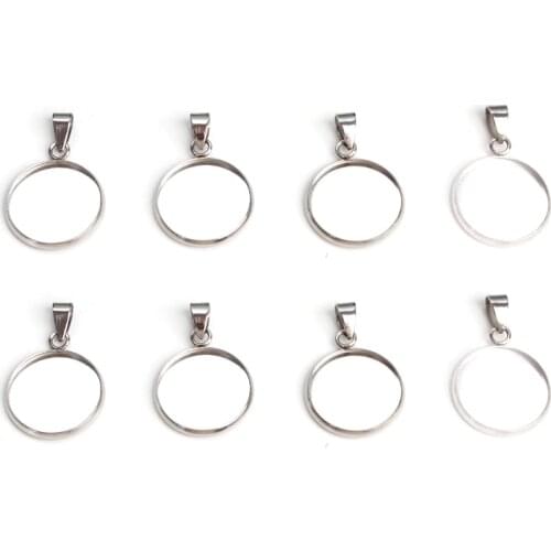 10pcs Stainless Steel Pendant Settings Clasps Cabochon Base Bezel Trays Blank Fit 6/8/10/12/14/16/18/20mm Cabochons Cameo DIY