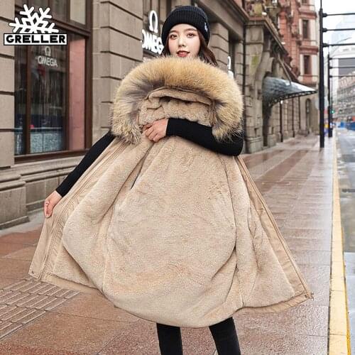 GRELLER 2021 Cotton Thicken Warm Winter Jacket Women Casual Short Parkas Fur Lining Hooded Winter Coat Women Parkas Mujer Coats