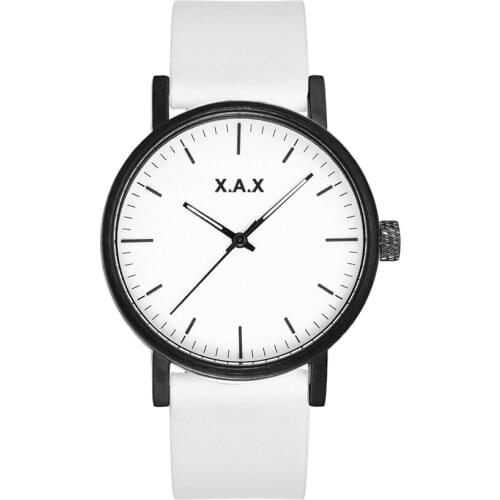 White Leather Strap Watch Stainless Steel Backcase