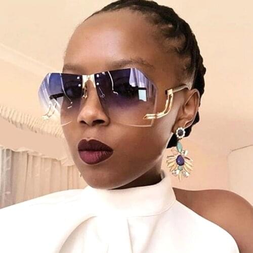 2021 New Irregular Rimless Sunglasses Women Brand Designer Alloy Frame Oversize Gradient Sun Glasses Fashion Female Clear Shades