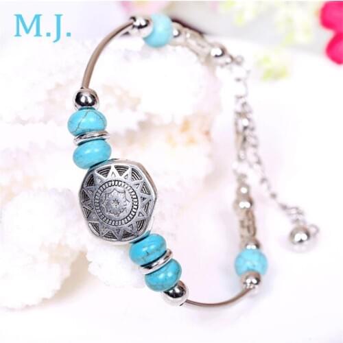 Bohemian David Star Bracelets For Men Women Bracelet Boho Vintage Floating Tube Stone Beads Bracelet Female Jewelry Party Gift