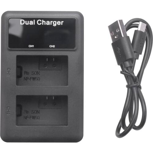 Lcd Dual Usb Battery Charger For Sony Fw50 Np Fw50 Np-Fw50 Npfw50 Battery Nex-3 Nex-5 Nex-6 Slt-A55 A33 A55 A37 A3000 A5000 A600