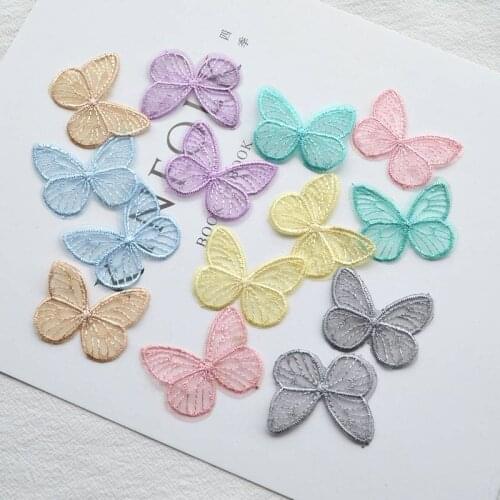 10Pcs/Lot Embroidery Snow Gauze Butterfly Cloth Paste Clothing Accessories Shoes Flower Materials DIY Handmade FloweR