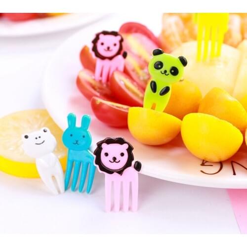 10pcs Cartoon Animal Food Fruit Picks Forks Mini Animal Fruit Fork Creative Kitchen Bar Home Party Kid Dessert Forks Sticks