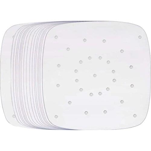 100pcs Square Air Fryer Parchment Paper Liners For Baking Pan Pastry Non-Stick Steamer Pads Perforated Frying Barbecue Food Mat