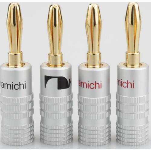 12pcs/lot! 4mm Nakamichi Banana Plug 24K Gold Pure Copper Adapter Audio Socket Jack Screw Electronic Connector Terminals