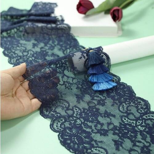 2 Meters Black Dark Blue Elastic Lace Stretch Lace Trim 19CM Lace Ribbon Fabrics Sewing Supplie Craft DIY Garment 19cm