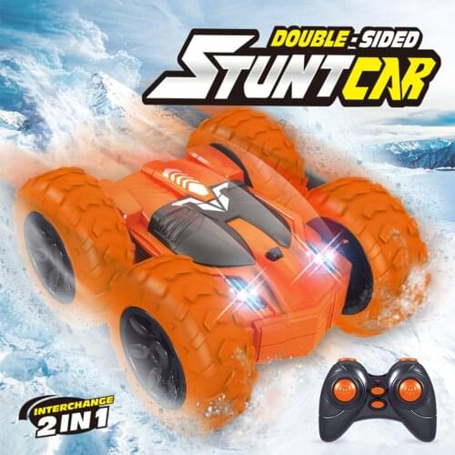 2 in 1 RC Car Two Tire Convert Remote Control Double-sided Stunt Car With LED 4WD 360° Rotation Fancy Shape Childrens Toys Gift