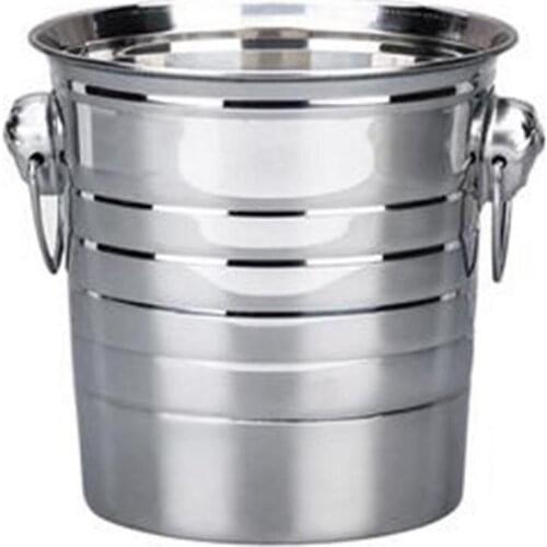 3/5/7L Stainless Steel Ice Bucket Portable Ice Chiller Cooler With Handle Ice Cube Container For Champagne Beer 1PCS
