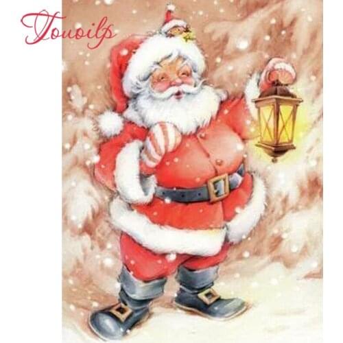 TOUOILP Full Square/Round Drill 5D Diamond Painting "Kerstman Met Lantaarn" 3D Embroidery Cross Stitch 5D Home Decor Gift