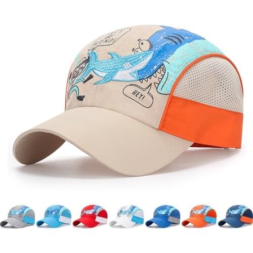 Cute Whale Embroidery Mesh Baseball Cap for Children Kid Summer Quickly-Dry Outing Sun Hat Boys Girls Adjustable Snapback Cap