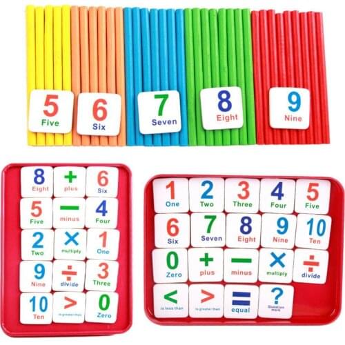 Kids Math Toy Wooden Magnetic Math Card Stick Counting Number Education Toys Teaching Aid With Storage Box