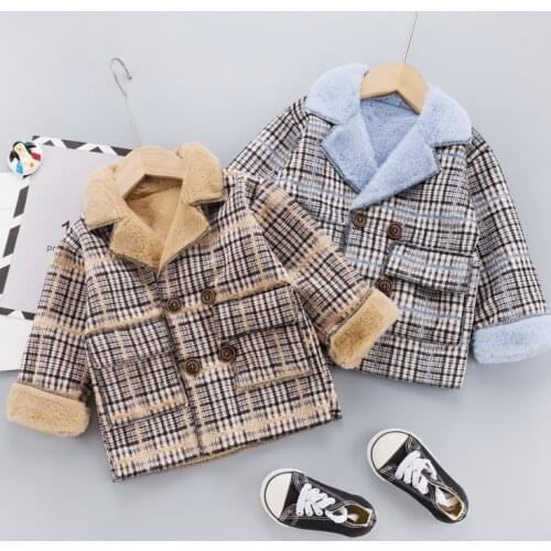 Childrens Clothing Boys Autumn and Winter Jackets Clothing 2020 New Kids Woolen Coats Childrens Thick Plaid Warm Coat Outwear