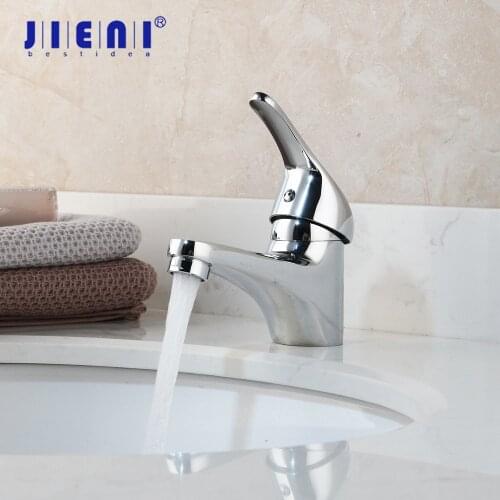 JIENI Chrome Polished Bathroom Basin Sink Mixer Tap Solid Brass 1 Handle Vessel Vanity Mixer Tap Faucet Water Basin Tap