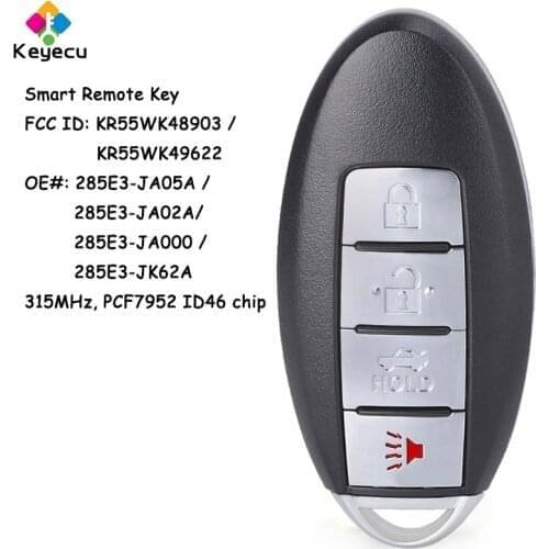 KEYECU KR55WK48903 KR55WK49622 Smart Remote Car Key With 4 Buttons 315MHz ID46 Chip - FOB for Infiniti G25 G35 G37 Q60 QX70 FX37