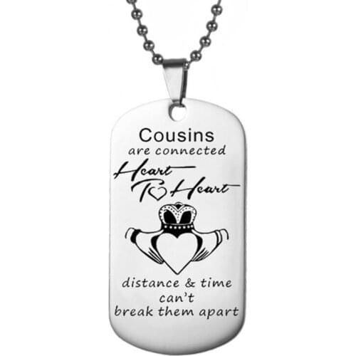 Creative New Cousins Are Connected Hcait... Stainless Steel Pendant Necklace Military Dog Card Keychain, Give Brothers Key Ring