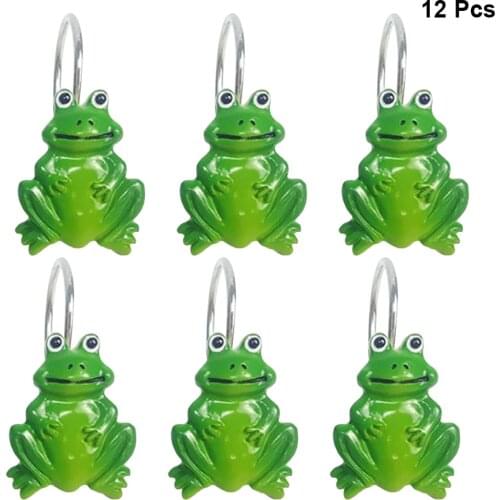 12pcs Curtain Hooks Resin Glide Frog Shape Hangers Curtain Rings Glide Loop for Hotel Home