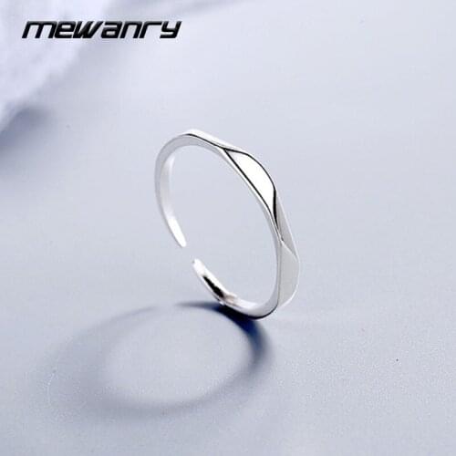 Mewanry 925 Sterling Silver Rhombus Section Rings New Trend Elegant Girls Simple Couples Adjustable Party Jewelry Birthday Gifts