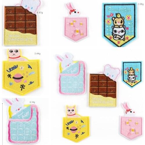 Cartoon Patches Embroidered Iron On Patches Chocolate bear Stickers For children Clothing Cool Fashion Applique Apparel Supply