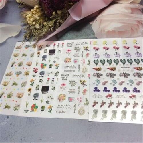 Japanese Style Small Flowers Clock& Flowers Nail Stickers Light Tracelss Nail Art Nail Decor