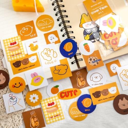 40Pcs/Pack Kawaii Cartoon Animals Stickers Scrapbooking Paper Decoration Diary Journal DIY Material Creative Stationery Supplies