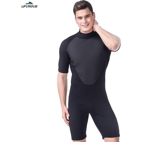 3MM Mens Neoprene Short Sleeve One Piece Wetsuit High Elasticity Close Fitting Cold Proof Warm Surfing Snorkeling Wetsuit 2021