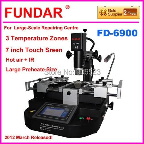 New FUNDAR FD-6900 3 temperature zones touch screen hot air infrared BGA rework station