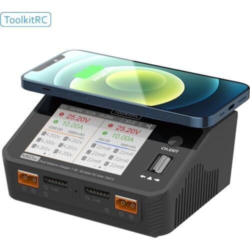 New ToolkitRC M6dac Dual Channel Smart Lipo Battery Charger Discharger DC 350WX2 15A AC 200W for 1-6S Lipo LiHV Battery PD 65W