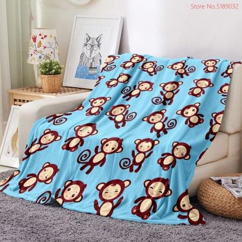 Monkey 3D Print Flannel Blanket Animals Cartoon Throw Blanket Sofa Couch Bed Cover Custom Plush Throw Blanket Home Decor Blanket