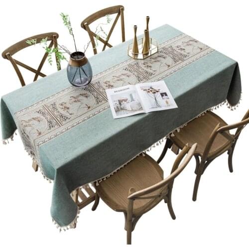 Dining Table Cover Cotton Rectangle Classic Pattern Tea Tablecloths With Lace For Home Decor Wedding