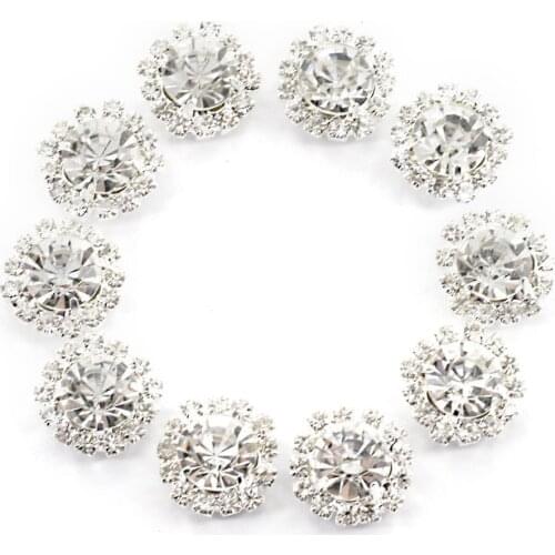 Crystal Rhinestone Button Flat back Decoration DIY 15mm 10 Pcs Clear