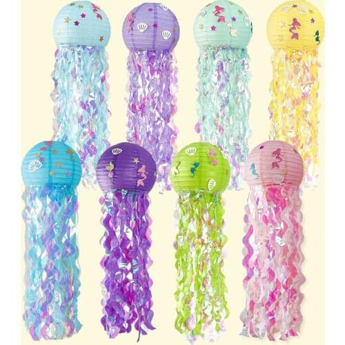 Mermaid Theme Party Decor DIY Jellyfish Paper Lantern Under the Sea Party Decor Girl Mermaid Birthday Baby Shower Litte Mermaid