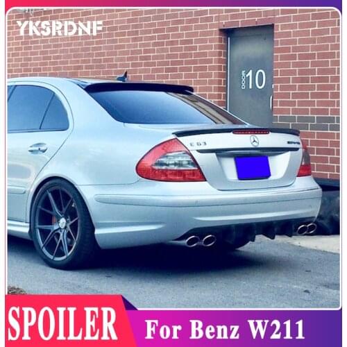 For W211 Spoiler 2003-2008 Mercedes-Benz W211 E-class E200 E260 Carbon Fiber Material Car Rear Tail Wing Color Rear Roof Spoiler