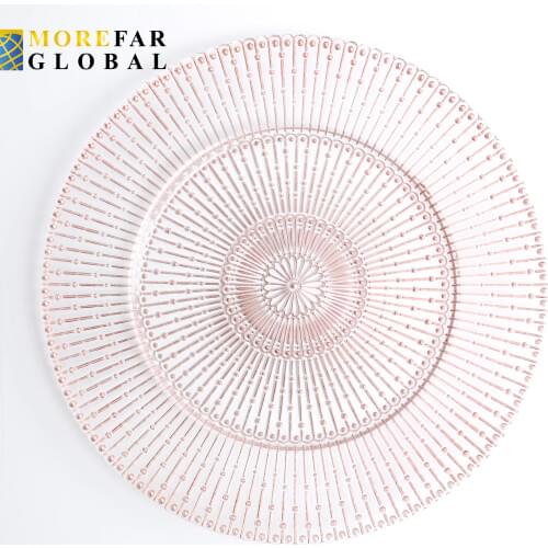 Glass Wonderful Design Charger Plate For Party Wedding Banquet lucency And Pink Fancy Event Decoration Dinner Plates