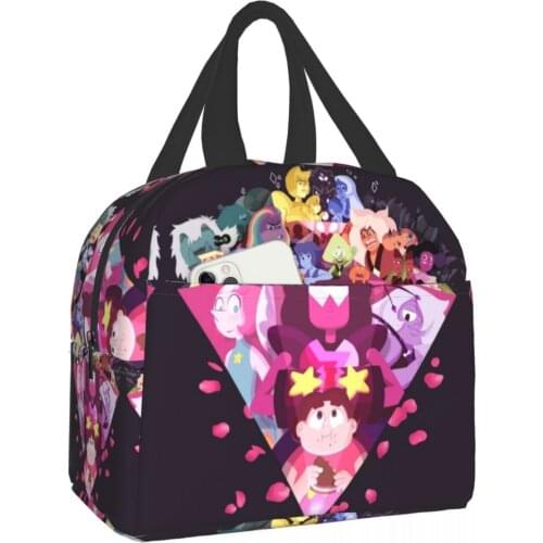 Steven Universe Cooler Bags Waterproof Portable Zipper Thermal Oxford Lunch Bags For Women Convenient Lunch Box Tote Food Bags