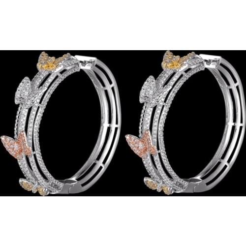 Zlxgirl Bridal Jewelry Luxury butterfly Dangle Earrings AAA CZ Zircon Earrings White Color Style Dangle Earring couple gifts